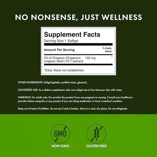 Swanson Oregano Oil 10:1 Extract Digestive and Respiratory Health Supplement for Adults Seeking Natural GI and Urinary Tract Support - 150 mg (120 Softgels)