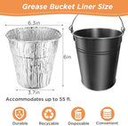 24 Pack Disposable Foil Liners & Grease Bucket Liners for Pit Boss Grills 67292 Foil, Oklahoma Joe's 9518545P06, Ironwood, Flatrock, Recteq Large Bucket etc. 6.3 x 6.0”, Disposable Drip Bucket Cup