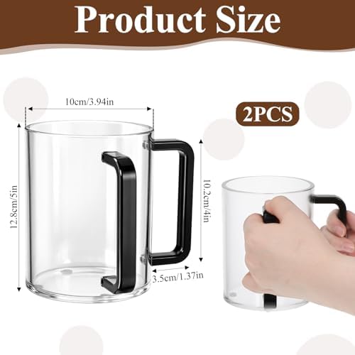 2 Pcs Judaica Hand Washing Cup with Dual Handles 5" Acrylic Clear Negel Vasser Hand Washing Cup for Jewish Ritual Netilat Yadayim Holiday Gifts (Black Handle)
