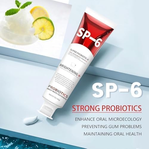 Sp-6 Probiotics Whitening Toothpaste, Sp-6 Ultra Whitening Toothpaste, Enhanced Formula with Enamel-Safe, Fluoride-Free, Fresh Breath Mint Flavor for Oral Health (3)