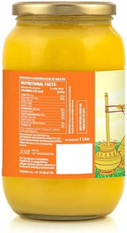Gavyamart Ghee in Pantry 100% Pure Kankrej A2 Cow Desi Ghee Non GMO - Made Using Traditional Bilona Method Ghee 1 Litre - Glass Ghee jar Pack - A2 Ghee Cow Organic 1000ml