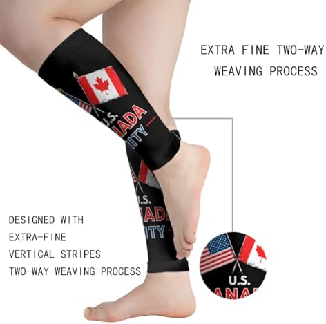 U S Canada Unity Flag Men Women Calf Compression Sleeve for Unisex Sports Support Running Basketball Football Leg Sleeves Protection Cycling