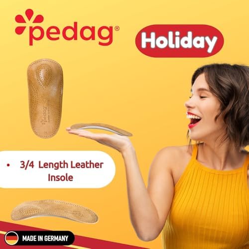 Pedag Holiday Sheepskin Insoles Steppers Insoles 3/4 Length Orthotic Shoe Inserts for Women and Men with Arch Support Metatarsal Pad Heel Cushion for Low Profile Dress Shoes, US Women 9 / EU 39 Men 6