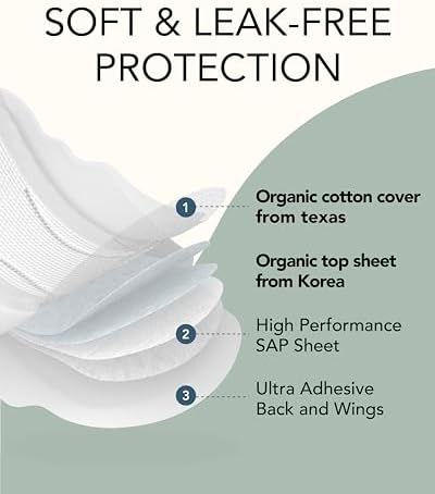 Unscented Ultra Thin Sanitary Pads (28 Count, Large) – Organic Cotton Feminine Pads with Wings for Women, Super Absorbent & Soft, Period Protection, Hypoallergenic