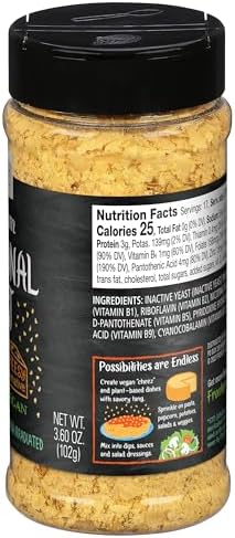 Frontier Co-op Premium Nutritional Yeast Flakes, 3.6 oz. - Vegan, Gluten-Free, Kosher, Non-Irradiated Seasoning, Dairy-Free Cheese Flavor, Rich in B Vitamins