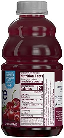Ocean Spray® Pure Unsweetened Tart Cherry, 100% Tart Cherry Juice, 32 Fl Oz Bottle (Pack of 8)