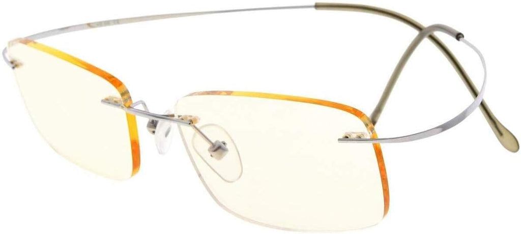 Eyekepper Titanium Rimless Orange Tinted Lenses Computer Reading Glasses Readers Men Women