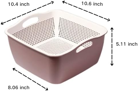 Kitchen Colander Drain Basin 2 in 1 Plastic Basket Strainer Bowl (purple), large