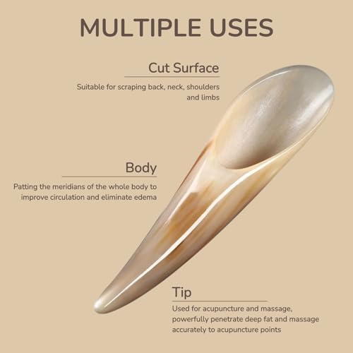 Body Gua Sha Tool, Ox Horn Guasha Scraping Massage Tools for Physical Therapy, Body Acupuncture Therapy Scraper Deep Tissue Massage Muscle Relief Scraper for Back, Arms, Neck, Legs, Shoulder (1PC)
