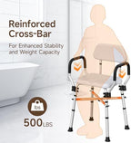 Wayes Padded Shower Chair with Arms and Back, Heavy Duty Shower Seat 500lbs with Reinforced Cross Bar, Adjustable Bath Bench and Stool for Seniors, Elderly, Disabled and Bariatric Adults