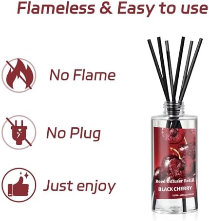SCENTORINI Reed Diffuser Oil Refill, Black Cherry Essential Oil 6.76 Fl Oz, Natural Long Lasting Aromatherapy Fragrance Oil for Home Bedroom Bathroom Office Spa Air Freshener Home Decor