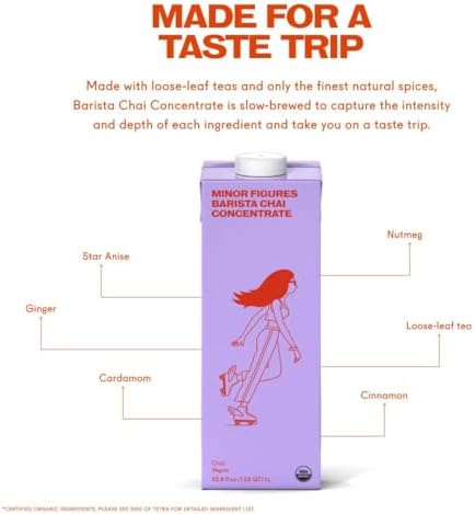 Minor Figures Organic Barista Chai Concentrate, 33.8 Fluid Ounce (Pack of 6)