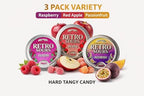 Retro Sours Candy Variety Pack (3 Pack) Hard Tangy Candy Assorted Flavors – Raspberry, Red Apple & Passionfruit – Tin Candy Bundle (Red Apple Raspberry Passionfruit 3 Pack)