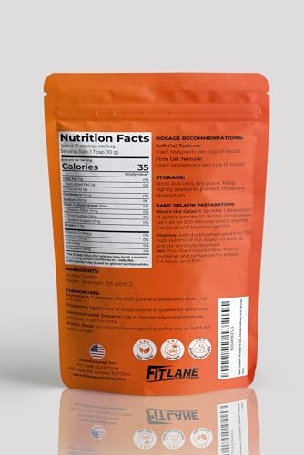 Gelatin Powder Unflavored 6 oz - Bulk Bag - Gelatina Sin Sabor en Polvo - Product of USA - Perfect for Desserts, Baking & Cooking - Supports Hair, Skin & Nails