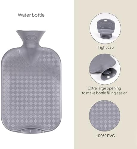 2.0L Fashy Hot Water Bottle with Barker Textiles 100% Wool Cover (Black) Hot Water Bag with Cover