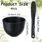 2 Pieces Rubber Facial Mask Mixing Bowl With Plastic Spatula Face Mask Bowl Silicone Mud Masks DIY Skin Care Cosmetic Mixing Tool For Home Beauty Salon Use, Black