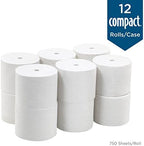 Georgia-Pacific Angel Soft Professional Series Compact Premium Embossed Coreless 2-Ply Toilet Paper by GP PRO 1937300 12 Rolls Per Case White