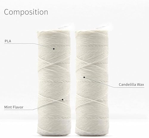 Vegan Refill Dental Floss | Refillable Tooth Floss | Candelilla Wax | Plastic Free Dental Tape | Zero Waste Floss | Eco Floss | Mint | 2 x 55 Yards | Bambaw
