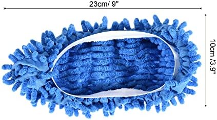 MECCANIXITY Washable Cleaning Shoes Cover Multifunction Chenille Duster Mop Slippers Foot Socks for House Floor, Pack of 2 Blue