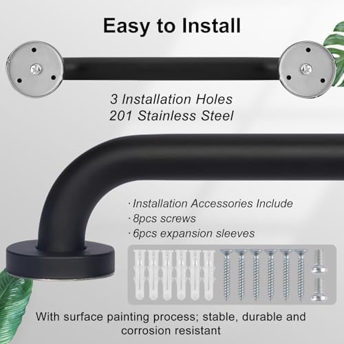supregear Bathroom Grab Bar, 16 in Non-Slip 201 Stainless Steel Bathroom Safety Grab Bar Oil Rubbed Black Hand Rail for Bathtub Toilet Kitchen Bedroom Shower, Concealed Screw Wall Mounted