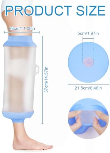 AUAUY Waterproof Knee Cast Cover for Shower, Reusable Adult Knee Cover, Soft & Comfortable Cast Protectors for Broken, Watertight Seal Protector for Bandages, Dressings, Wound Care Supplies