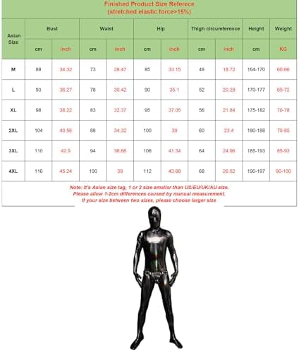 Men's Wetlook Stretchy Zipper Crotch Bodysuit Full Body Catsuit Attached Hood and Gloves