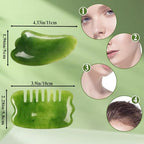 Gua Sha Facial Tools,Guasha Tool for Face,Lymphatic Drainage Massager(2PCS,Green)