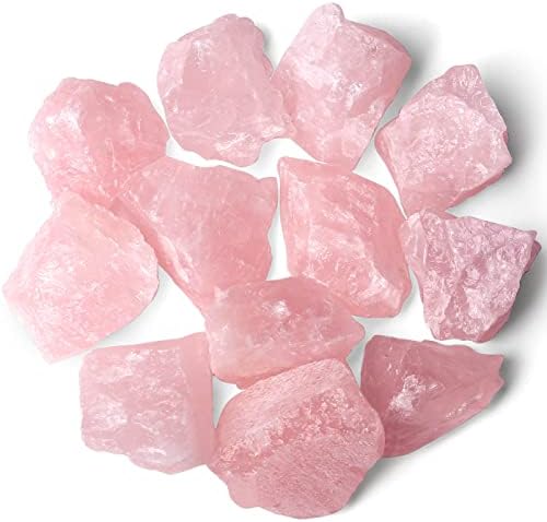 QINJIEJIE Rose Quartz Crystals Natural Healing Crystal Raw Bulk Gemstones Large 1" Rough Stones lesale Rocks for Tumbling Cabbing Fountain Decoration Polishing Cutting Wicca Reiki
