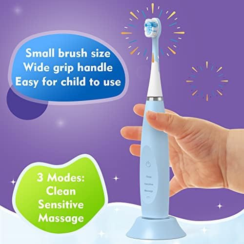 Kids Electric Toothbrushes 2 Pack Smart Sonic Toothbrush for Boys and Girls 3 4 5 6 7 8 9 10 11 12 (Blue+Pink, 2 Pack)