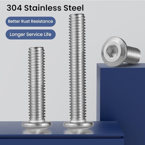 1/4-20 Bolt, 20Pcs 1/4-20 x 3 Flat Head Hex Socket Cap Screws, 304 Stainless Steel 18-8 Furniture Bolts, Full Thread (with Hex Spanner)
