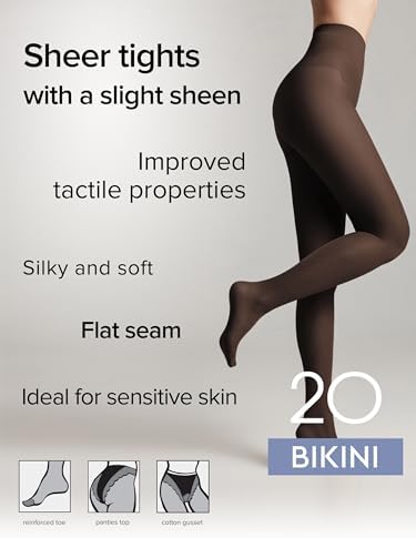 Conte French Cut Sheer Pantyhose Tights with Lace Top Panties Bikini 20 Den
