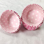 Lucky Star Pink Polka Dot Paper Muffin Cupcake Liners case Baking Cups 100 pcs,Standard Size 2x1.25inch