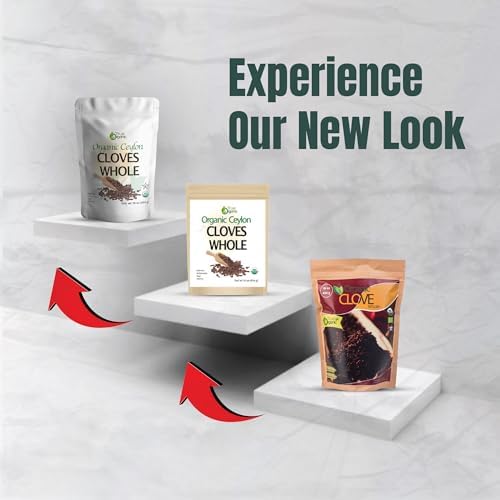 True Organic Ceylon Cloves Whole, 1 lb, Premium Grade, USDA Organic & Kosher Certified, Non-GMO, Fresh Organic Cloves Bulk, Ceylon Premium Quality (16 Ounces)