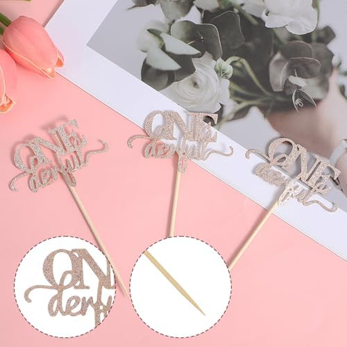 36 Pcs 1st Birthday Cake Topper for Girl, Rose Gold Glitter Onederful Birthday Decorations, First Birthdays Decorations Supplies, Cupcake Picks for Baby Shower First Birthdays Theme Party