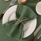 Socomi Cloth Napkins Green Fall Thanksgiving Washable Reusable Bulk Linen Cotton Napkins Set of 4 17"x17" for Wedding Party Bridal Baby Shower Birthday Dining Table Decorations