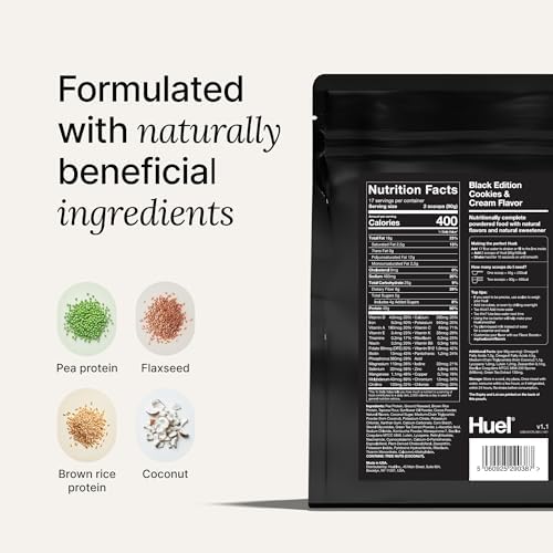 Huel Black Edition | Cookies and Cream 40g Vegan Protein Powder | Nutritionally Complete Meal Replacement | 27 Vitamins and Minerals, Gluten Free | 17 Servings