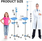 IV Pole on Wheels, 52.3“ to 70.8” Height Adjustable, Infusion Holder with 4 Hooks and Tray, IV Pole Holder for Hospital, Home and Outdoor, 2-Pack