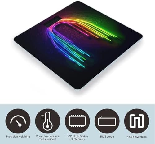 Rainbow Neon Scale for Body Weight High Precision Digital Weight Scales with LCD Display Anti-Slip Sturdy Slim Tempered Glass Bathroom Scale for Home Use