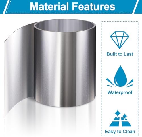 Vigorous 304 Stainless Steel Foil Roll, 12" x 5Ft Stainless Steel Sheet, Full Hard, 0.2mm Thick Stainless Steel Flashing for DIY, Arts & Crafts Project, Decoration, Protection, Kitchen and Bath