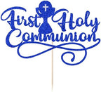 First Communion Cake Topper,God Bless,First Holy Communion Decoration,Featured God Christian Baptism/Confirmation/Baby Shower/Birthday/Sacrament Party Decoration supplies