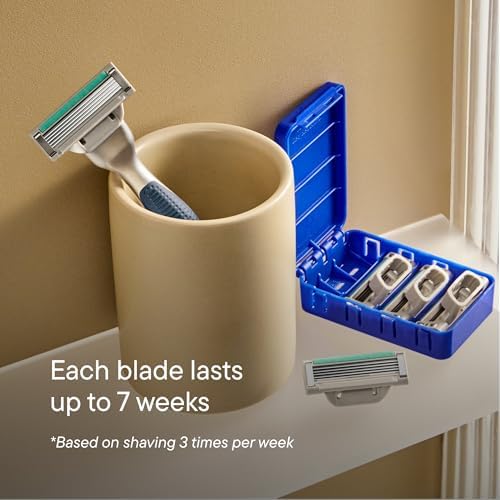 Harry's Plus Razor Value Pack - Premium Handle and 9 Razor Blade Cartridges - Advanced Pivoting System - Shaving Kit for Men - Tide