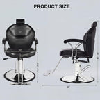 Artist hand Barber Chair for Barbershop Hydraulic Reclining Salon Chair for Hair Stylist - 360° Swivel, 20 Inch Wide Seat, Tattoo & Beauty Spa Equipment, Black PU Leather