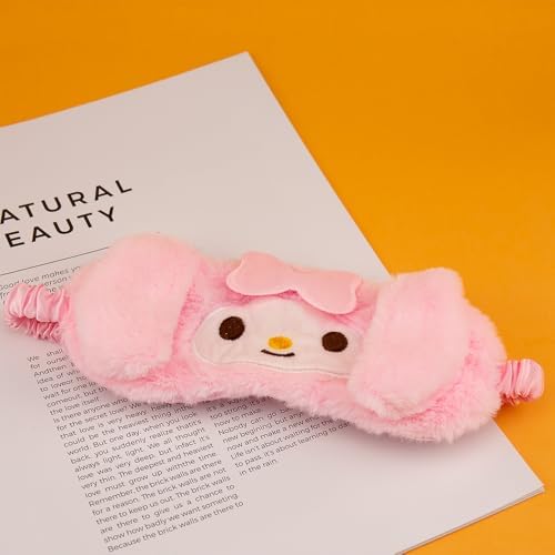 Kawaii Anime Plush Sleep Eye Mask, Cute Cartoon Animal Blackout Sleeping Eye Cover for Girls Women Kids (Melo)