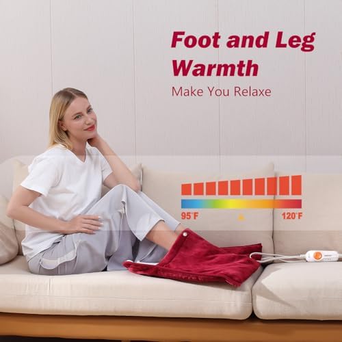 Gintao Electric Heated Foot Warmers for Men and Women,Foot Heating Pad Electric with Fast Heating Technology,Heating Pad Feet Warmer Auto Shut Off with 3 Temperature Setting,22×20 inches,Red