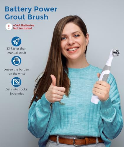 kHelfer Electric Cleaning Brush with Battery Power, KH6A Small Electric Grout Brush&5 Replacement Brush, Lightweight Waterproof Stainless Steel Wire Brush for Grout, Tile, Corner, Kitchen, Bathroom