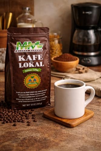 Kafe Lokal Haitian Ground Coffee 9oz – Premium 100% Arabica Dark Roast Coffee, Caribbean Mountain Coffee, Rich Aroma & Smooth Flavor