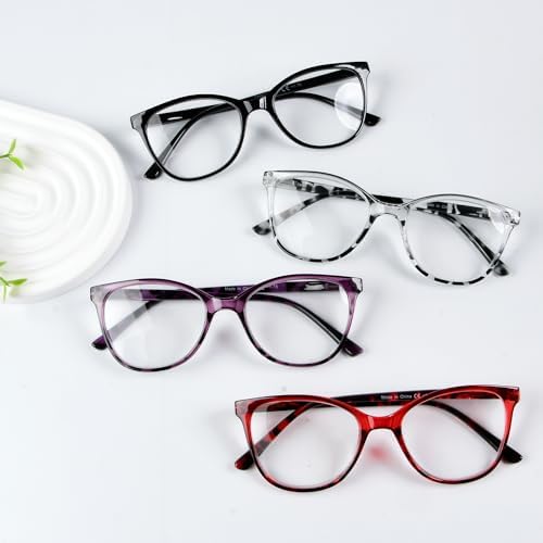 Eyekepper 4 Pack Oversized Reading Glasses - Cat Eye Design Readers for Women Reading +2.50