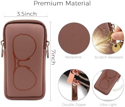 Double Glasses Case Neoprene Pouch Soft Eyeglass Sunglasses Cases With Cleaning Cloth