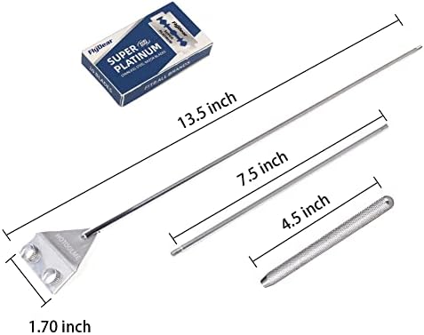 HOTOOLME Aquarium Scraper, 25.6" Stainless Steel Scraper Cleaning Razor with 10 Blades for Glass Aquarium Fish Tank
