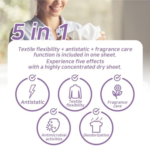 I'm Clean Laundry Dryer Sheets, 160 Sheets Total (80ct x 2), Elegant Wisteria Scent, Moist Fabric Softener Sheets for Deodorization & Static Control